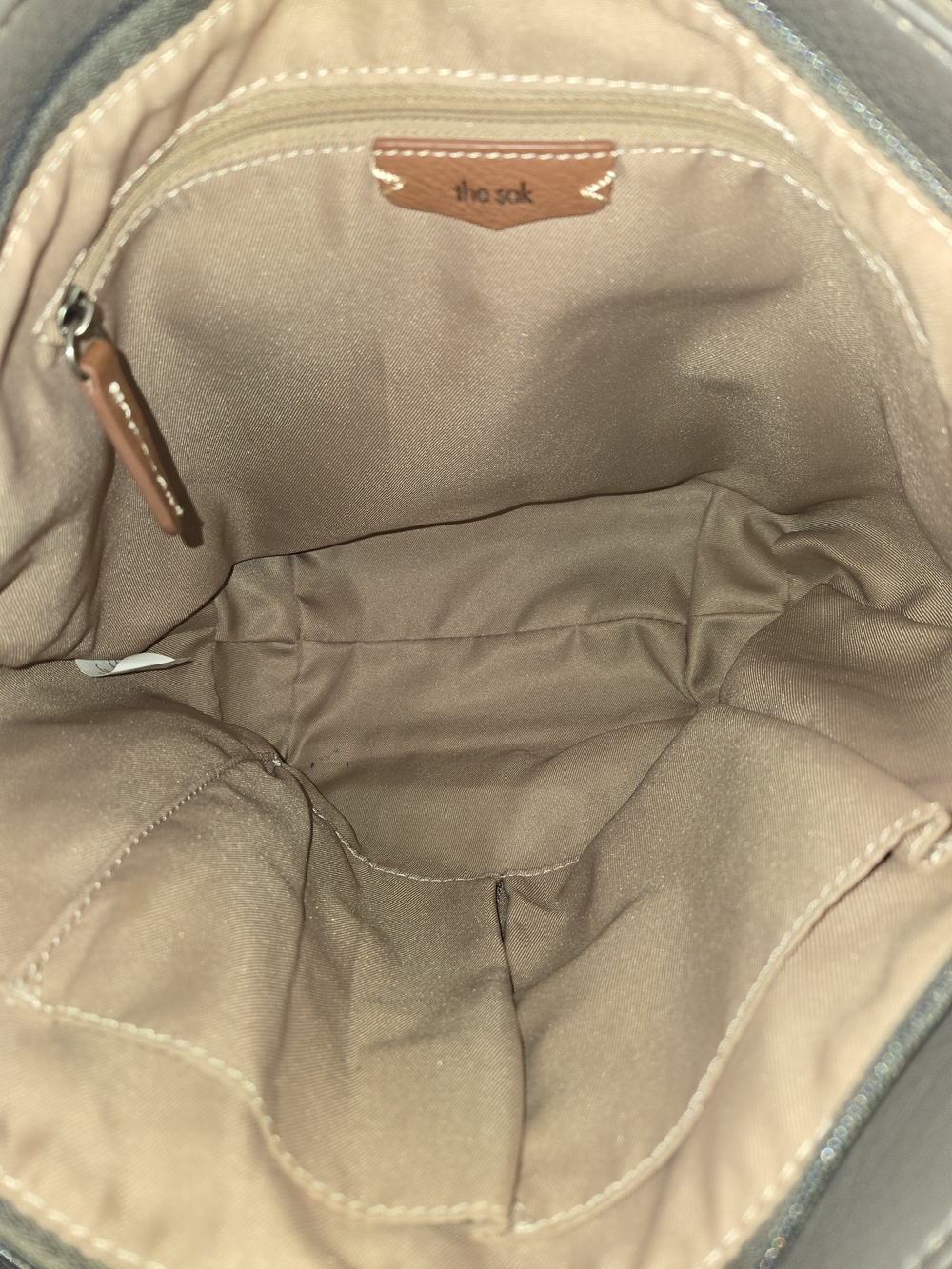 The Sak Lucia Gray Pebbled Leather Satchel with Woven Strap EUC - Picture 13 of 16